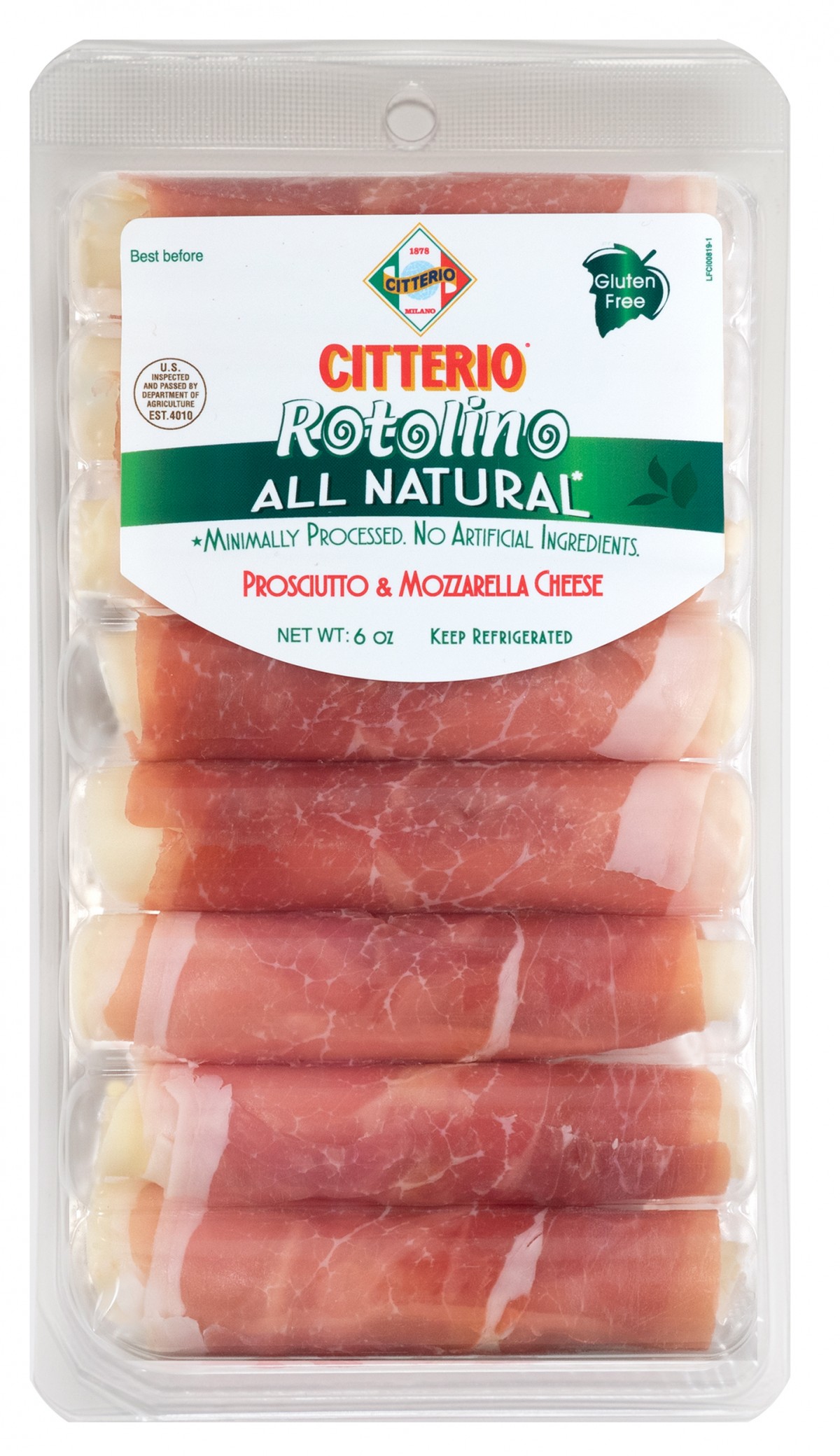 APPETIZER, PANINI ROLL PROSCIUTTO & FRESH MOZZARELLA GLUTENFREE .48 OZ