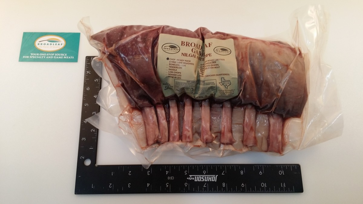 ANTELOPE, RACK CAPOFF 8 BONE FRENCHED DOMESTIC RAW FROZEN NILGAI 5/